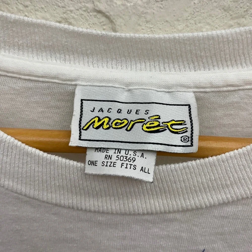 Vintage Jacques Moret Floral Graphic One Size T-Shirt‎ White 90s Made in USA
